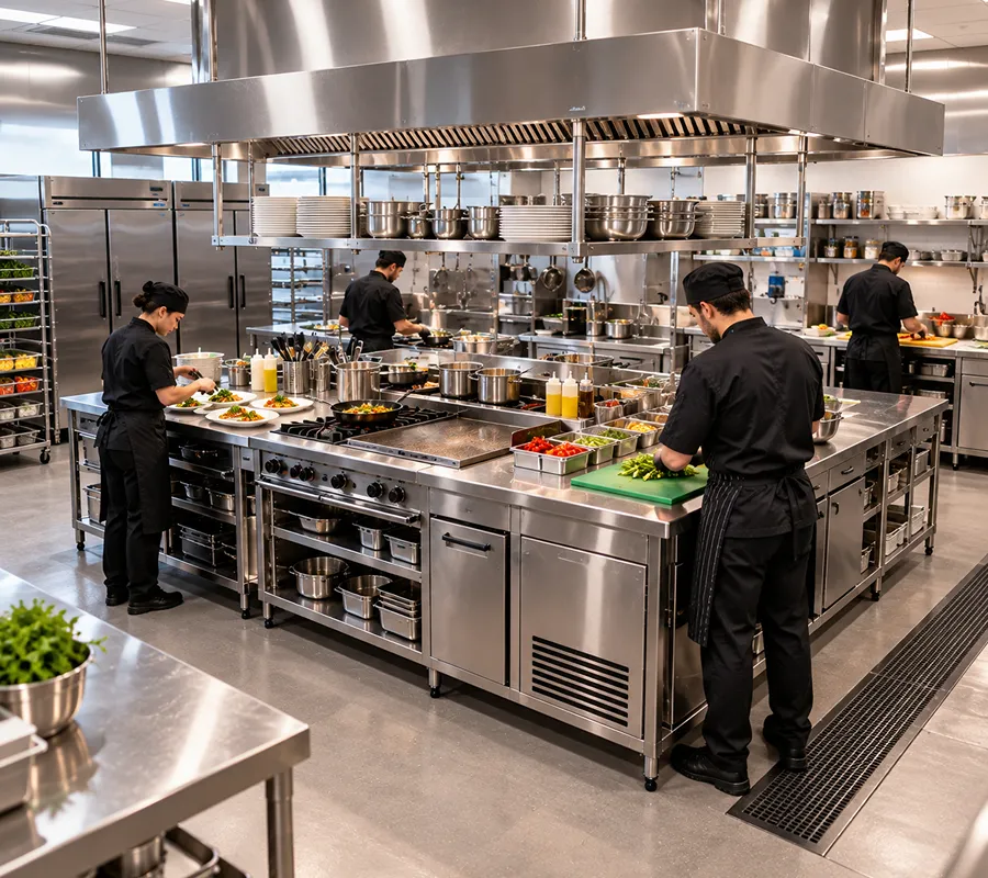 Island Kitchen Layout For Commercial Kitchen